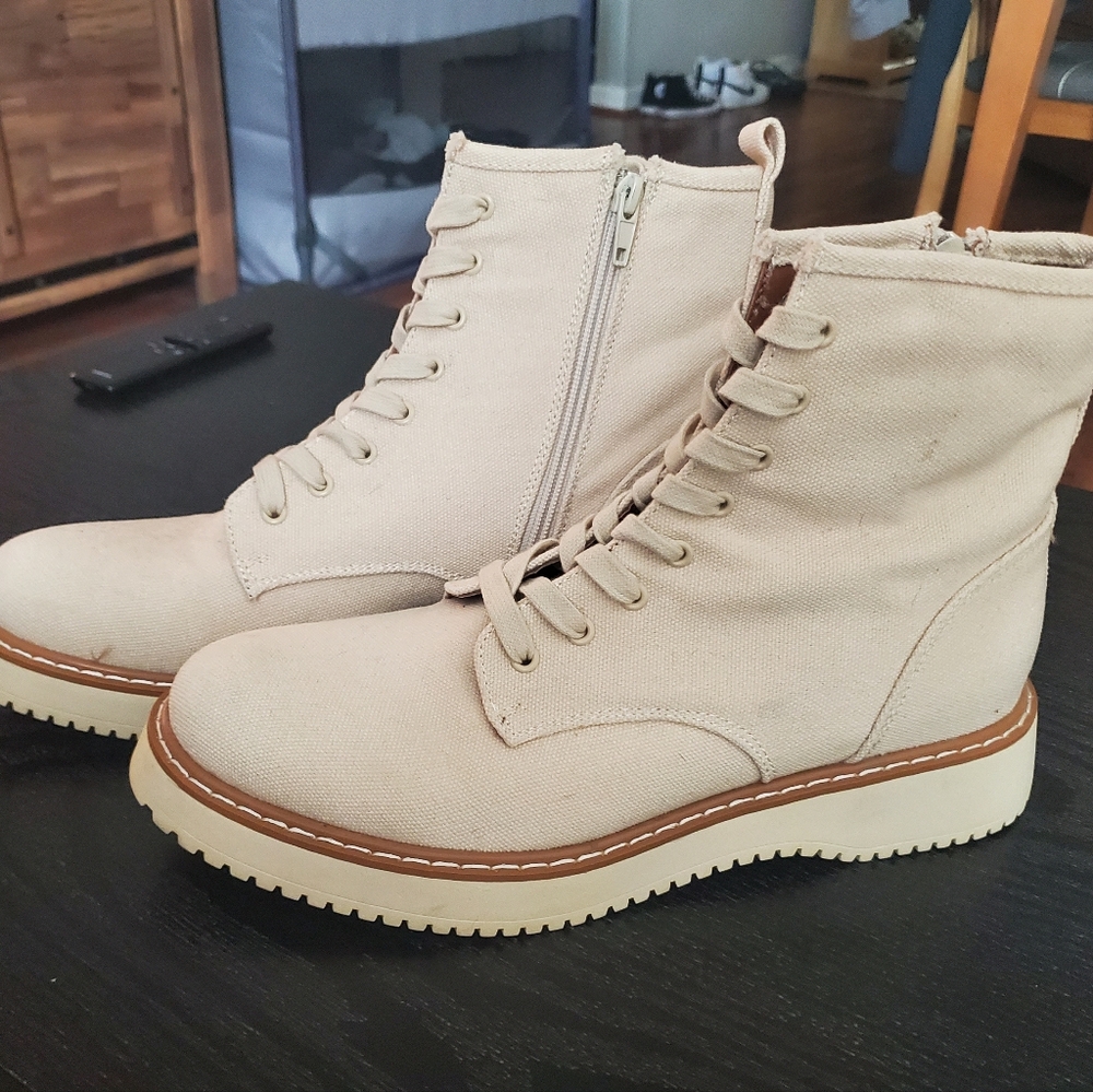 Madden Girl Cream Combat Boots